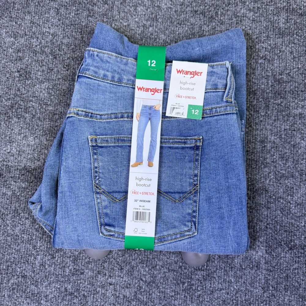 Wrangler Womens High Rise Bootcut Jeans Blue Free to Stretch Size 12 NWT